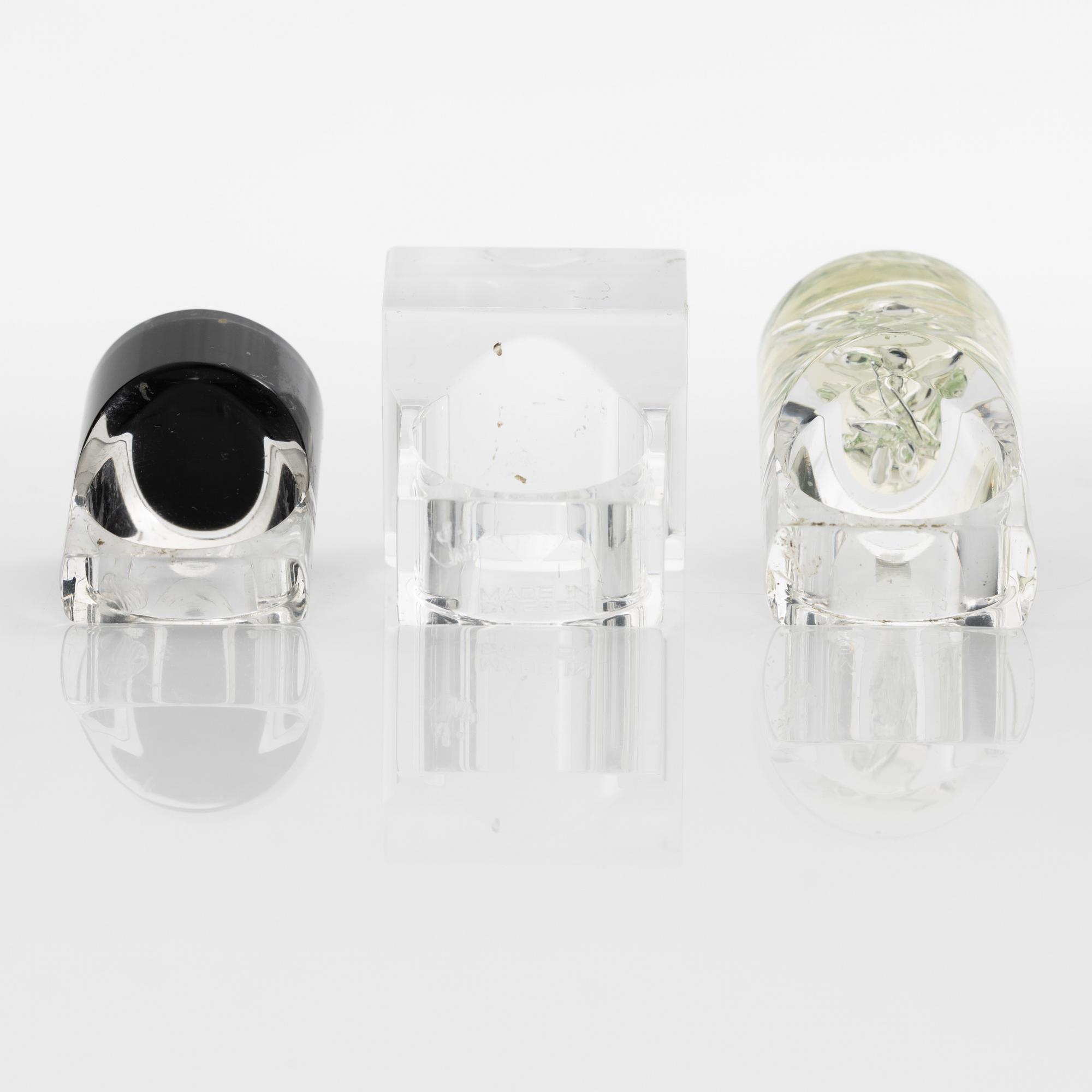 Siv Lagerström, three acrylic rings, 1970s.