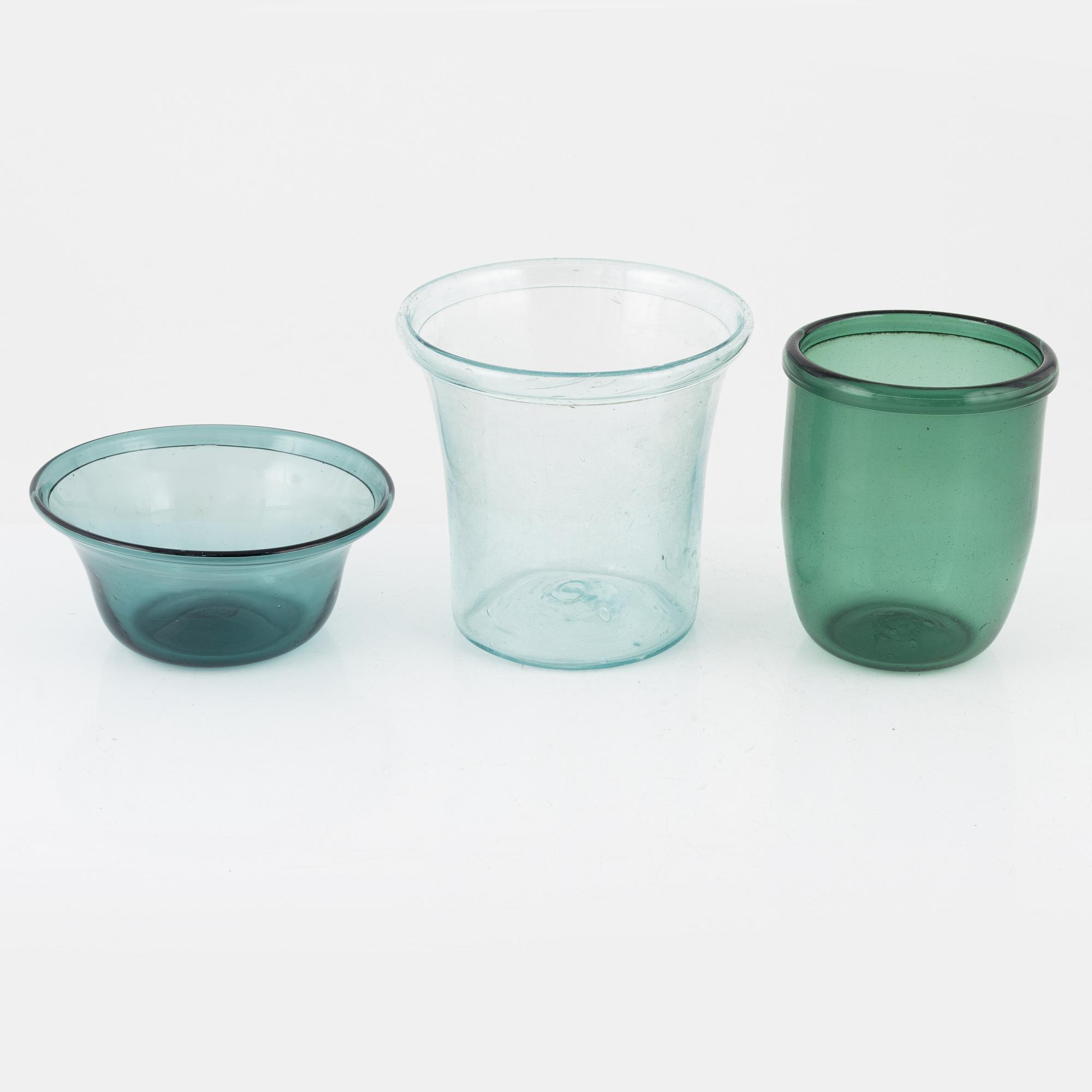 Six glass container, Sweden, 19th/20th century.