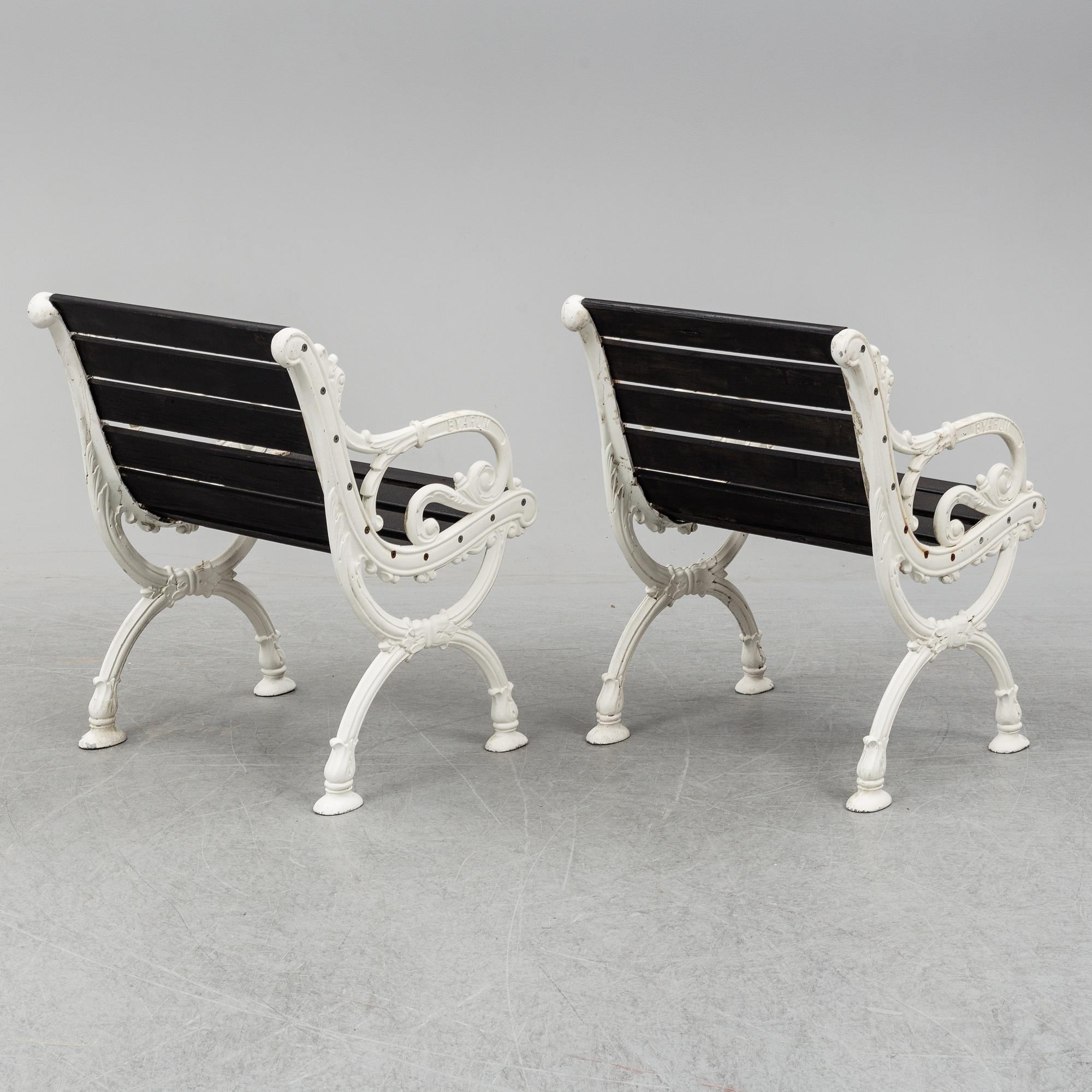 A pair of garden armchairs, Byarum.