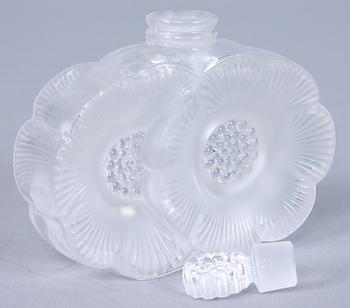 PARFYMFLAKONG, glas, "Deux Fleurs", Lalique.