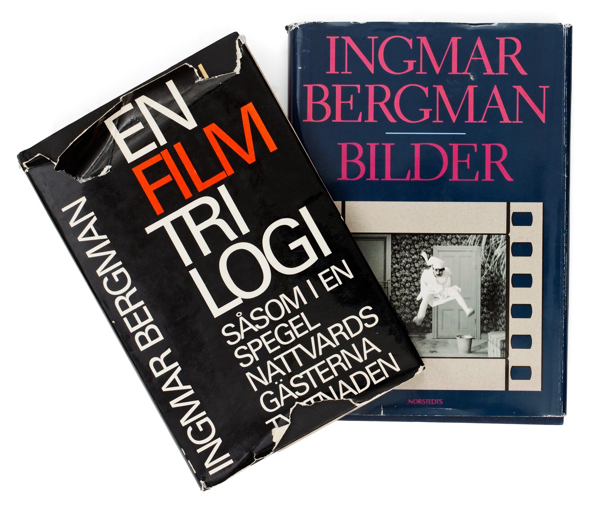 BÖCKER, 2 st,  Ingmar Bergman, "Bilder", Nordstedts förlag AB, Stockholm 1990 samt "En filmtrilogi", P.A Nordstedt & söners förlag, Stockholm 1963.