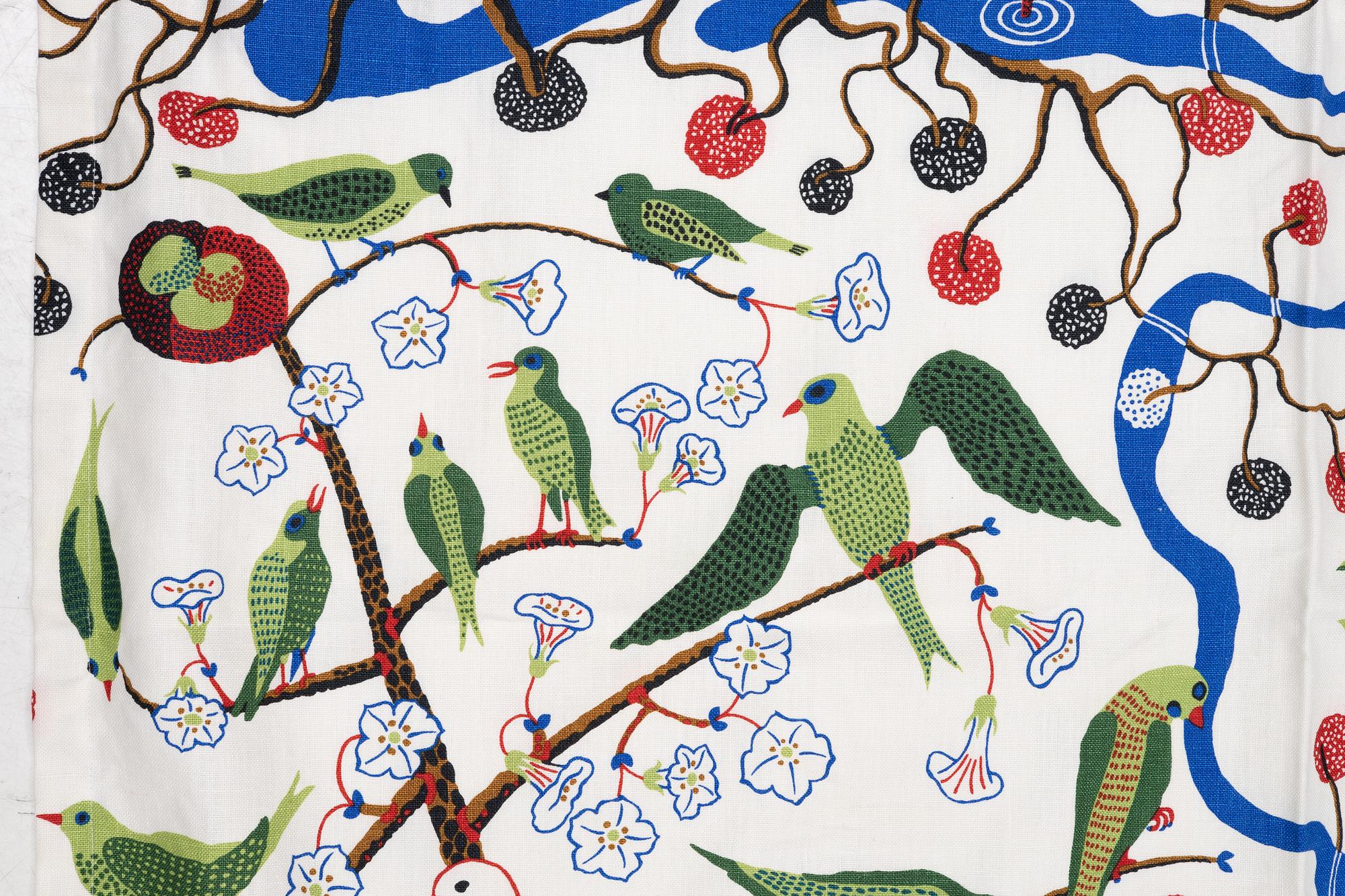 Josef Frank, a pair of 'Gröna Fåglar', (Green Birds) curtains, Svenskt Tenn.