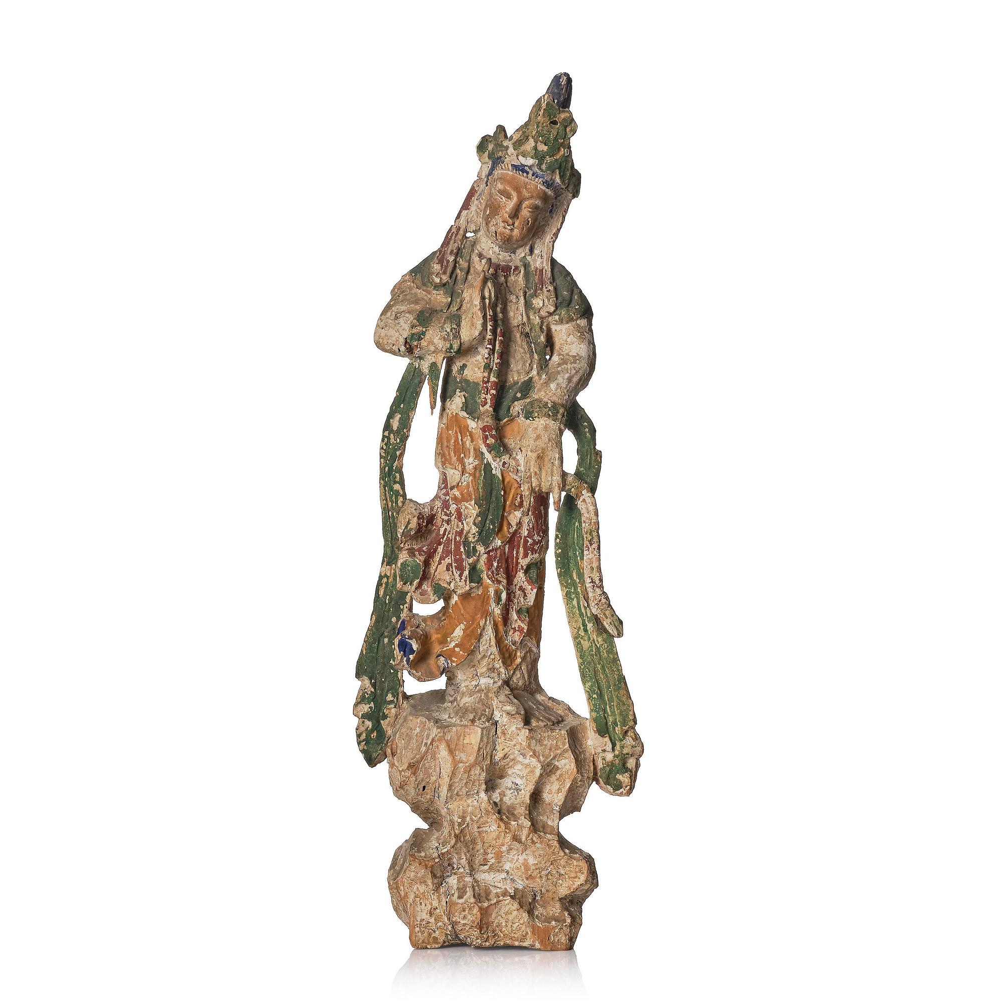Guanyin, trä. Yuan/Mingdynastin.