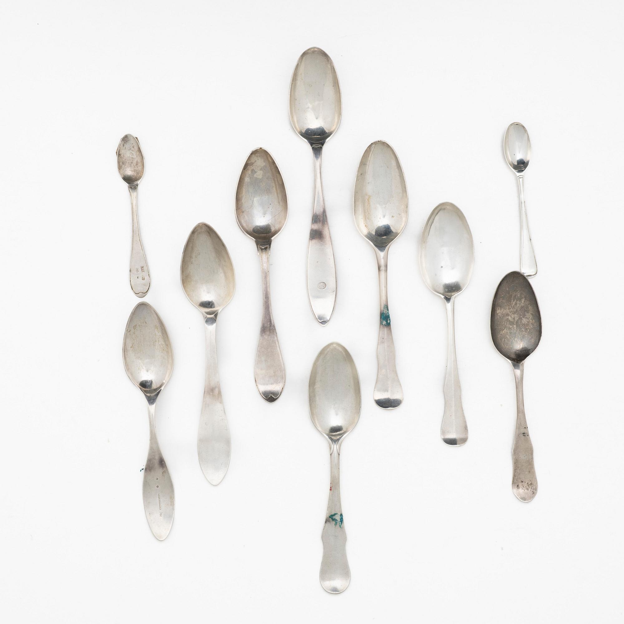 Skedar, 10 st, silver, Sverige, 1769-1828.