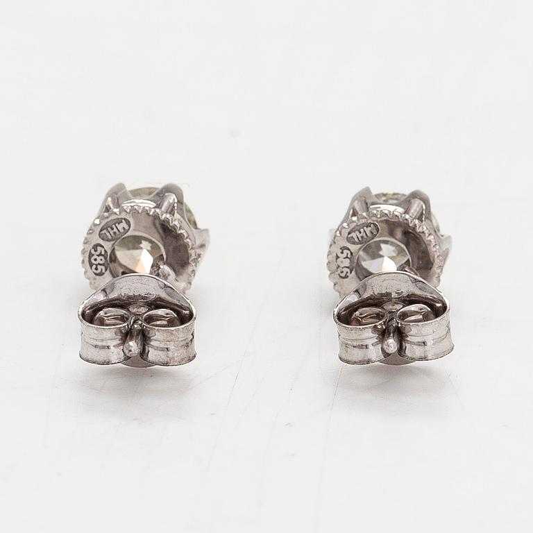 A pair of 14K white gold earrings, brilliant-cut diamonds approx 1.00 ct in total. Mikko Laine, Turku.
