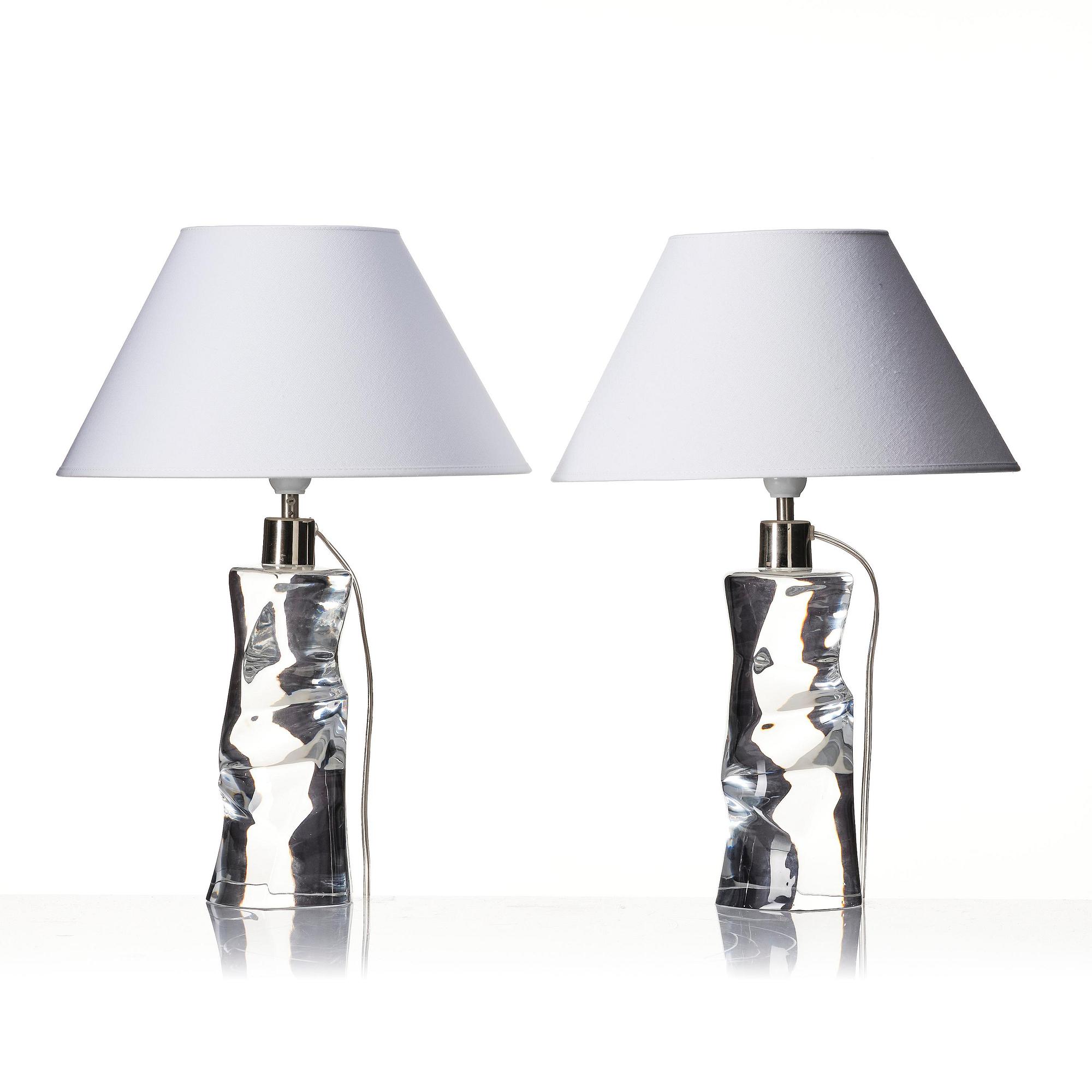 Olle Alberius, a pair of table lamps model "AD 2214", Orrefors, 1960s-70s.