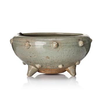 932. A Korean celadon tripod censer, Koryo.