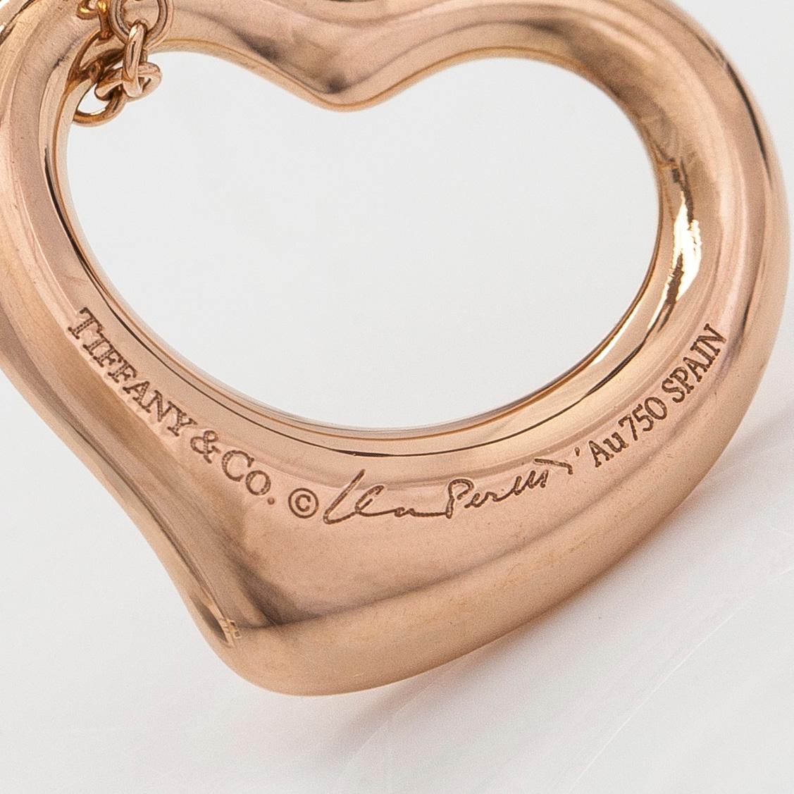 Tiffany & Co, Elsa Peretti, an 18K rose gold 'Open Heart' necklace.