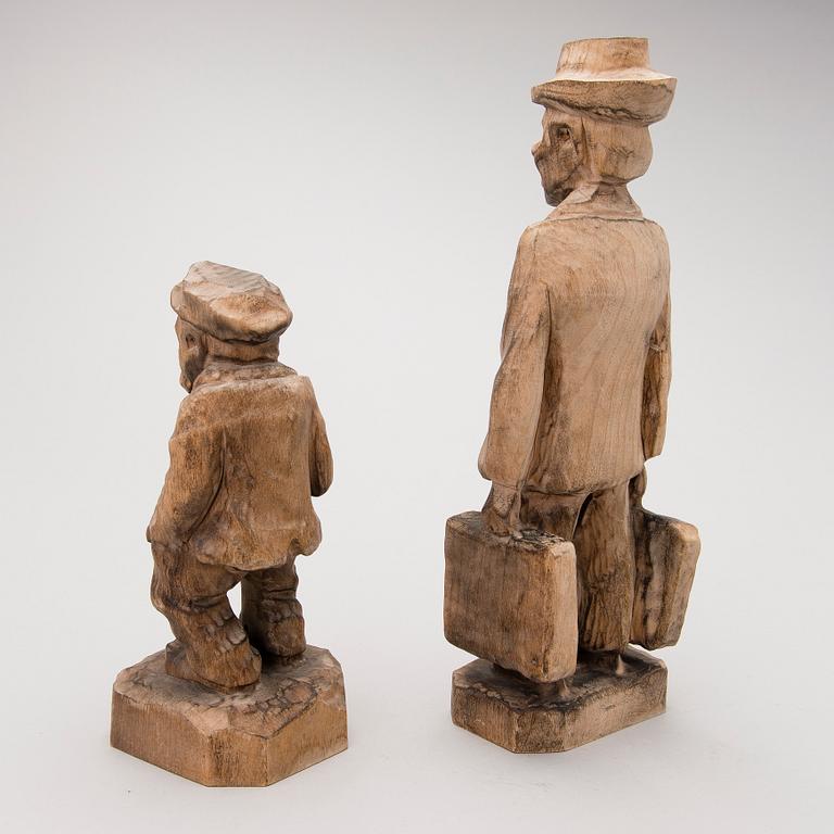 GEORG ÖHMAN, Puuveistoksia, 2 kpl, leimasigneerattu.