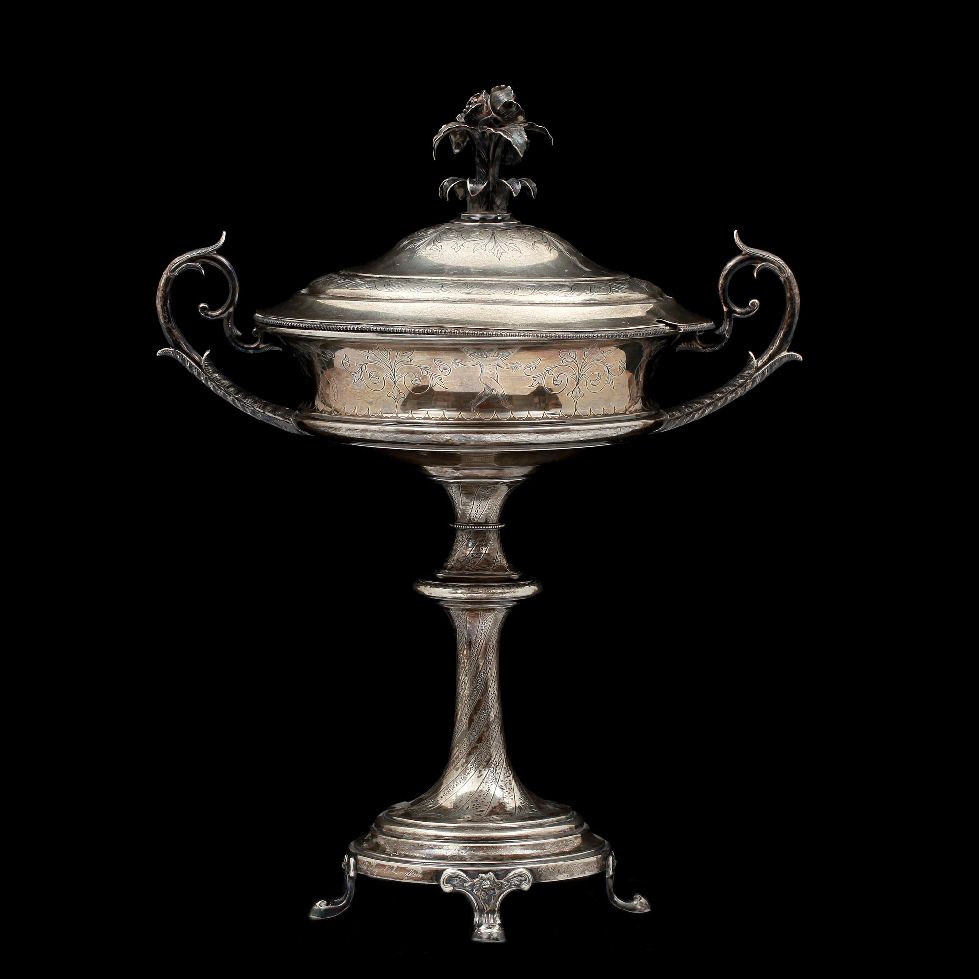SOCKERSKÅL, empirestil, silver, Claes Peter Hedin, Jönköping, 1877. Tot vikt ca 690 g.