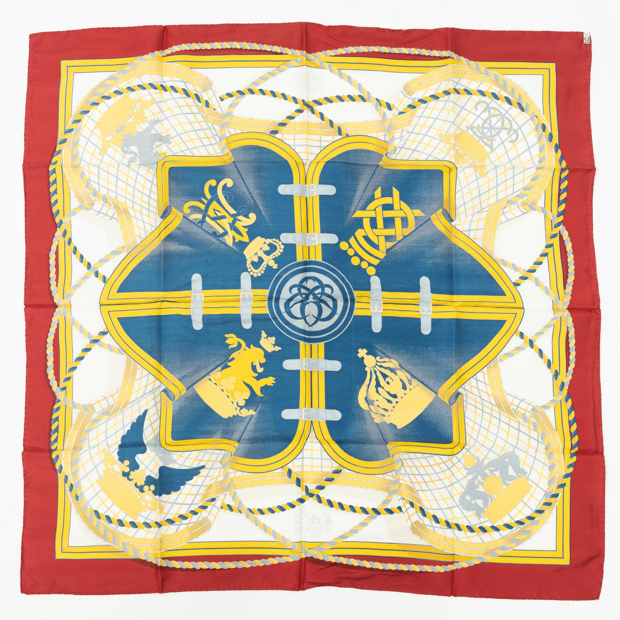 Hermès, a 'Grand Tenue' silk scarf.