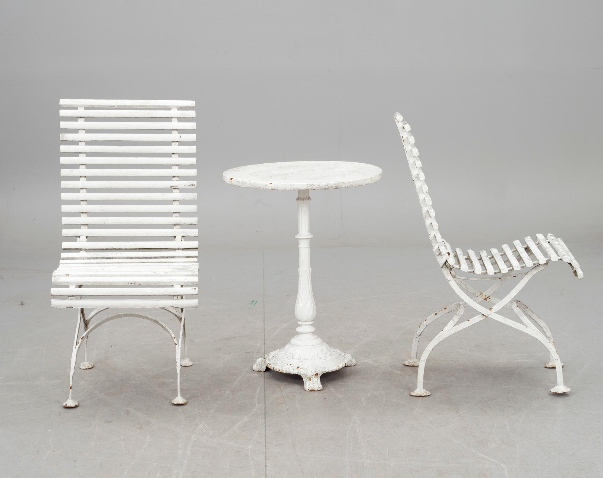 TRÄDGÅRDSMÖBLEMANG, 3 delar, 18/1900-tal.