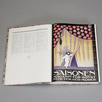 INBUNDNA TIDSKRIFTER, "Saisonen - Magasin för konst, nyheter och moder", årgångar 1916, -17, -21, -22 och -23.