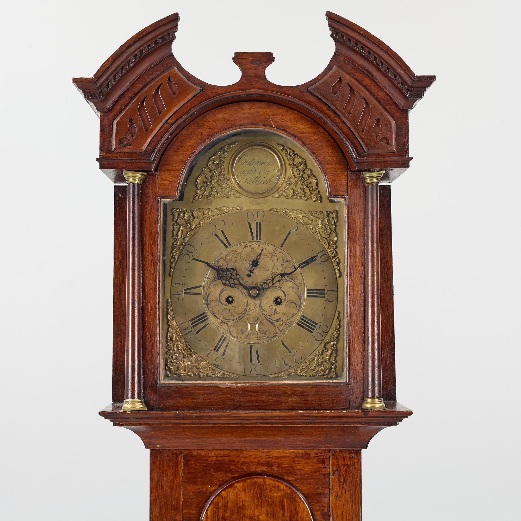 Longcase clock, circa 1800, signed Coleman & Co, Falkirk.