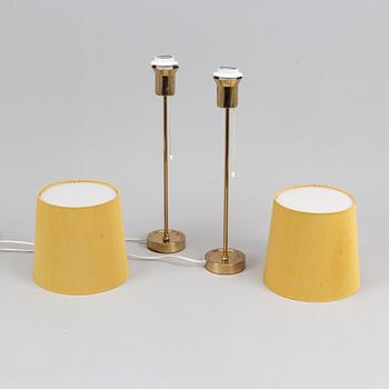 Apair of Bergbom brass table lamps.