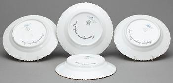 ASSIETTER, 4 stycken, porslin. "Flora Danica", Kunglig Dansk, 1900-tal.