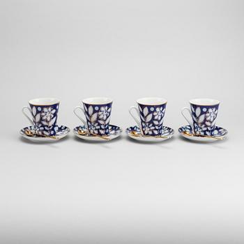 A SET OF FOUR PORCELAIN TEA CUPS FROM LOMONOSOV RUSSIA/USSR.