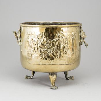 A 19th century brass flower pot.