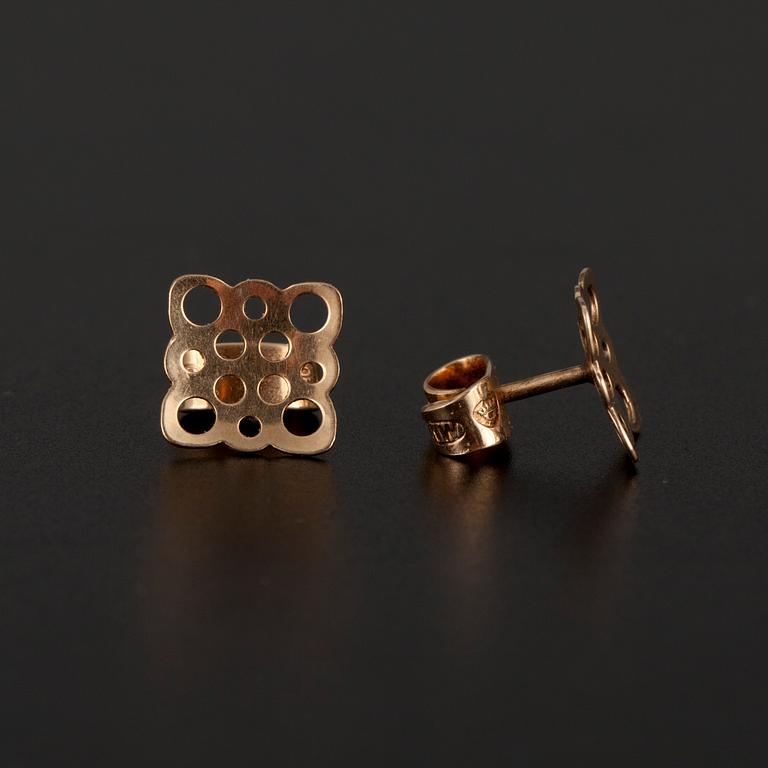 HÄNGSMYCKE, 2 par ÖRHÄNGEN, guld 14K, Liisa Vitali, N. Westerback 1973. Vikt 4,1 g.