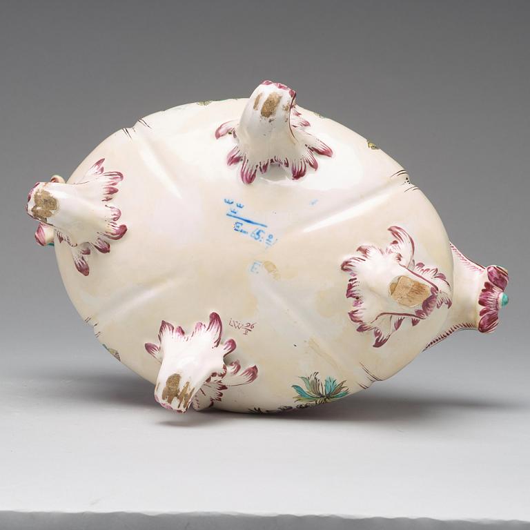 A Swedish Marieberg faience tureen with cover, 18th Century.