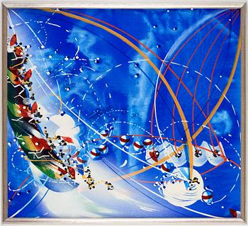 CARL FREDRIK REUTERSWÄRD, watercolor and laquer, on canvas laid on panel, dated 1972.