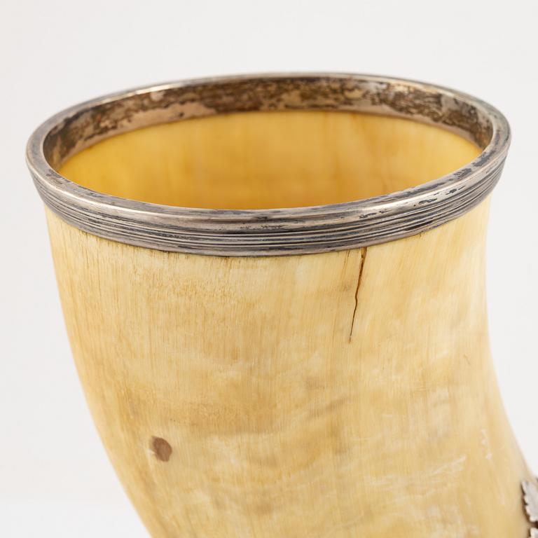 Dryckeshorn, horn och silver, Samuel Petterson & Carl Olof Holm,  Linköping, Norrköping, 1854-63.