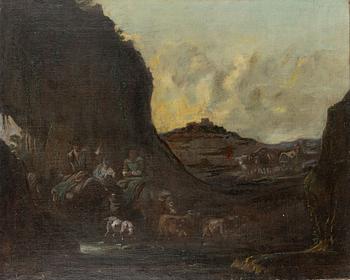 Nicolaes Berchem, hans efterföljd, Pastoralt landskap med herdefamilj.