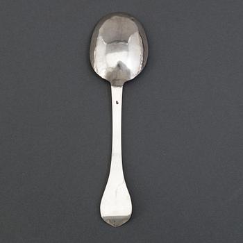 An 18th century silver spoon, unidentified marks.
