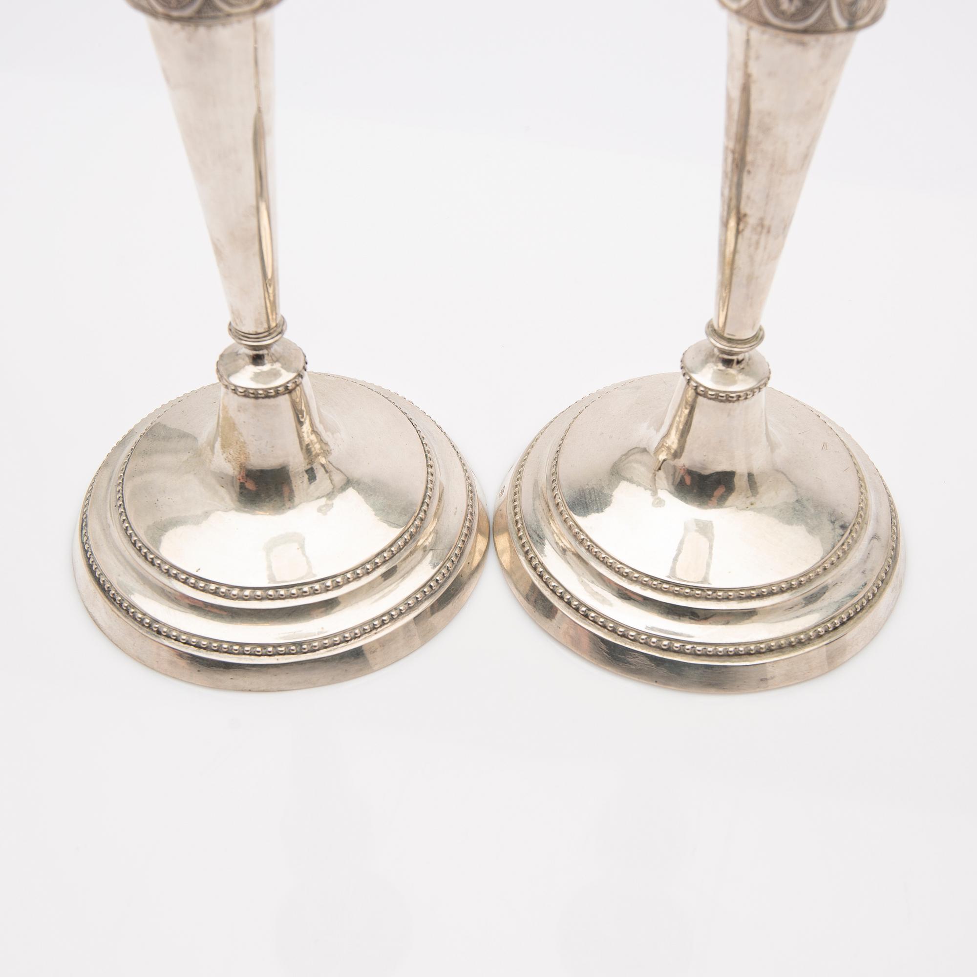 Candelsticks, a pair, silver, Carl Ludvig Berendt, Gdansk (1728-1804), master 1753.