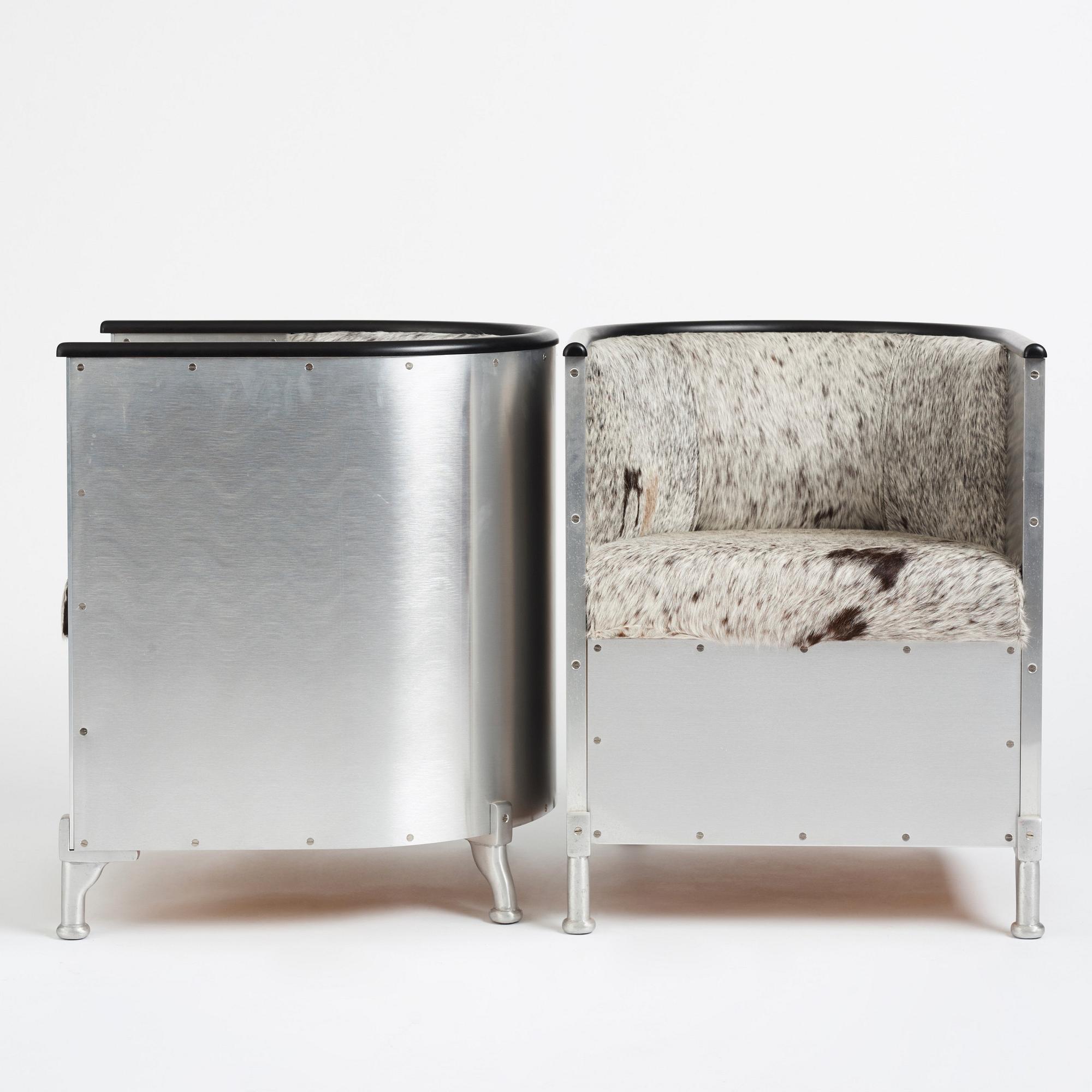 Mats Theselius, fåtöljer, ett par, "Aluminiumfåtölj", Källemo, Värnamo.