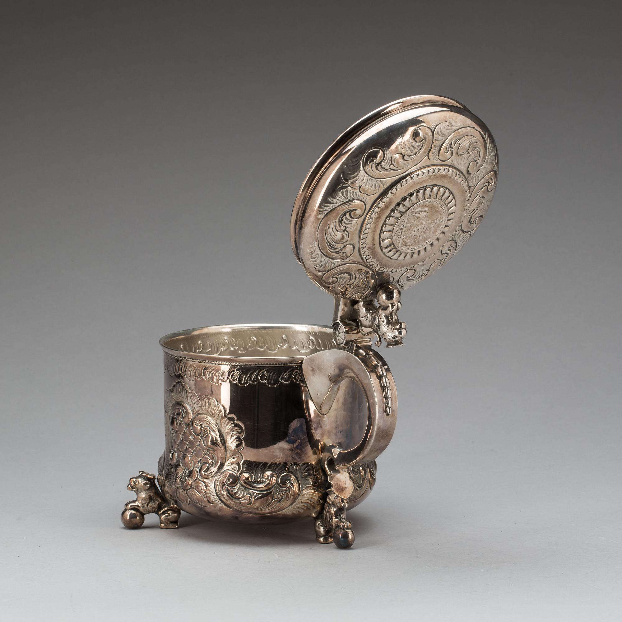 DRYCKESKANNA, silver, barockstil. Adolf Landoff & Son Göteborg, 1949. Ca 1000gr.