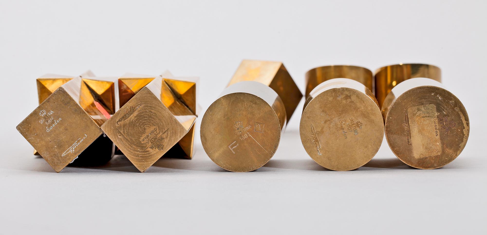 LJUSSTAKAR, 2+3, mässing, Pierre Forssell, Skultuna. 1960-tal.