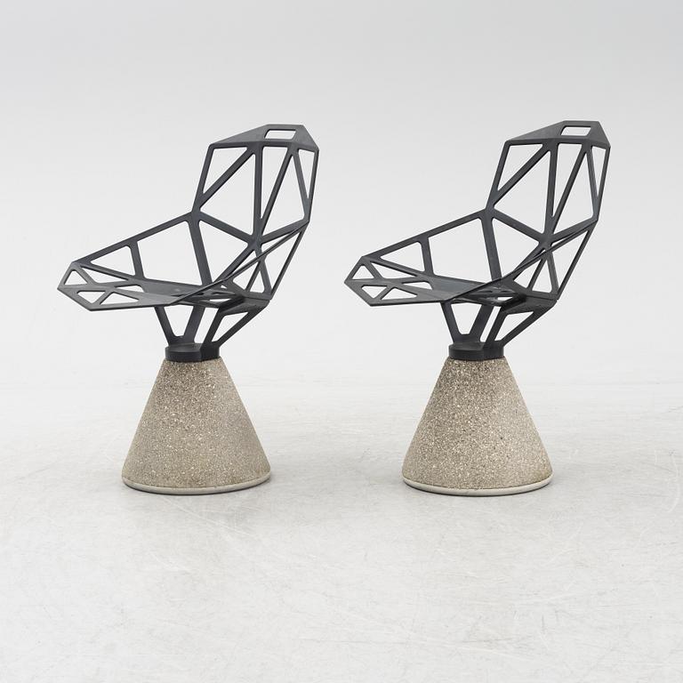A set of two Konstantin Grcic concrete 'Chair One B' chairs for Magis, Italy, 2000s.