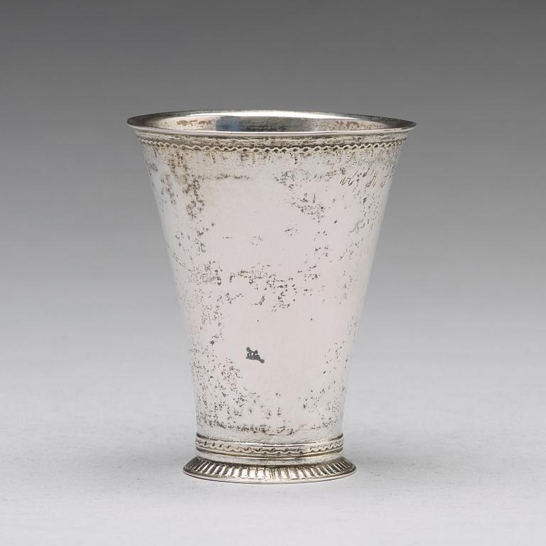 A Swedish 18th century parcel-gilt silver beaker, mark of Petter Julin, Koping 1754.