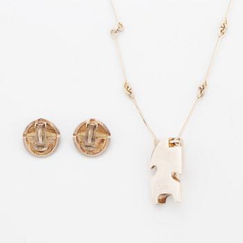 Björn Weckström, necklace and earrings, silver.