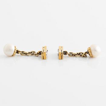 A pair of jewelled, pearl and gold Imperial presentation cufflinks by Constantine Nicholls Ewing, St Petersburg ,