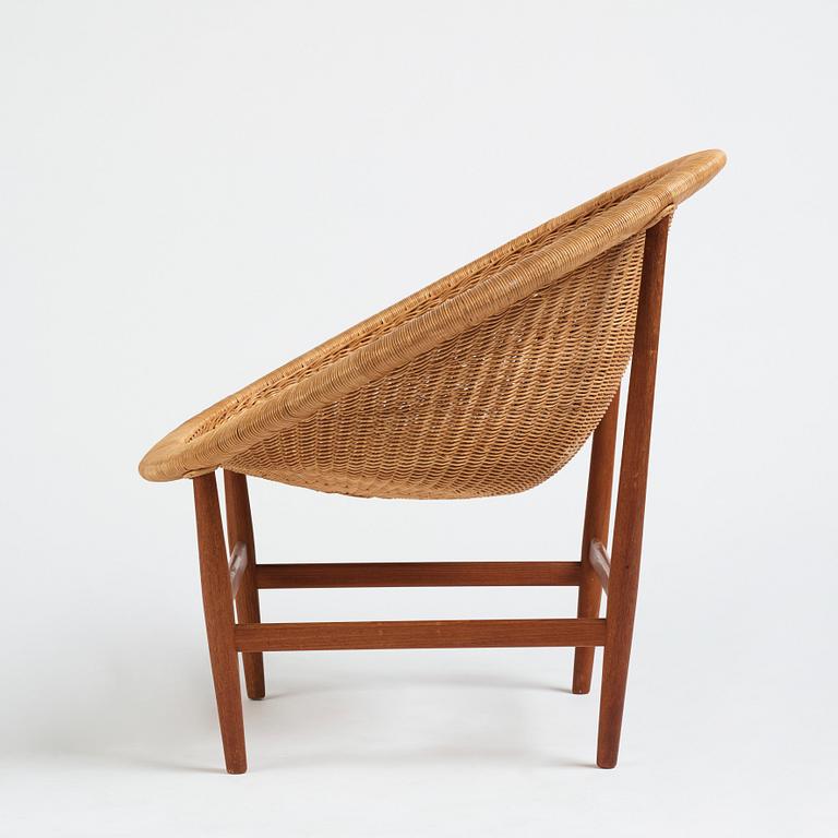 Nanna Ditzel, a teak and rattan easy chair, Ludvig Pontoppidan, Denmark 1950s.