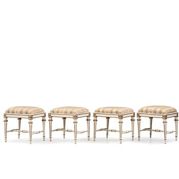 71. A set of four Gustavian stools by J E Höglander (master in Stockholm 1777-1813).