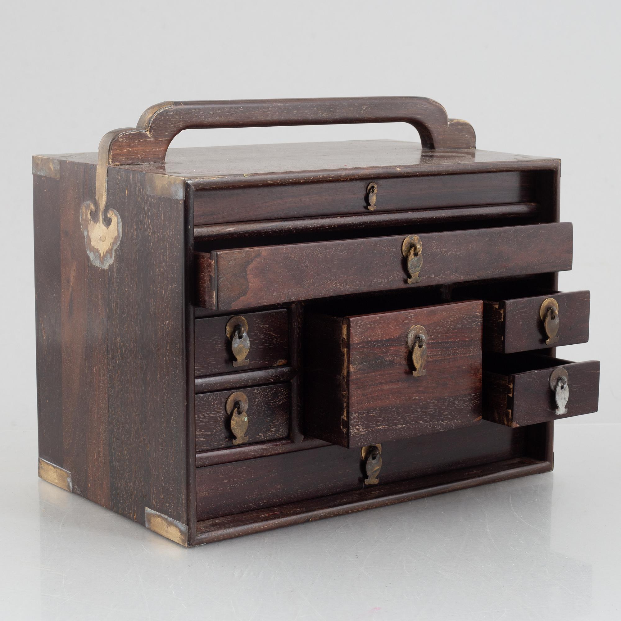 A Chinese hardwood box, 20th century.