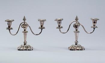 KANDELABRAR, ett par, nysilver, 1900-tal.