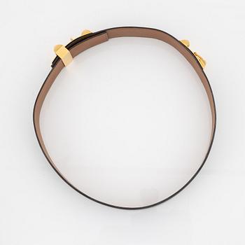 Hermès, a 'Collier de Chien' black leather belt, 1991. Size 75.