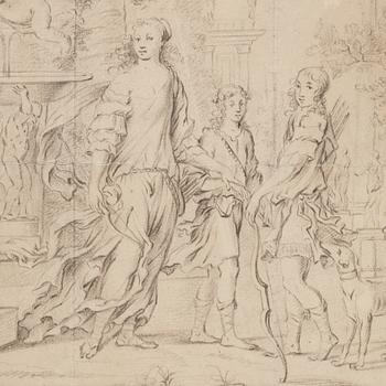 JAN MYTENS, hans krets. Osignerad. Bildyta 24 x 35,5 cm.