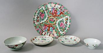 PARTI PORSLIN, 5 delar. Kina, 1800-1900-tal.
