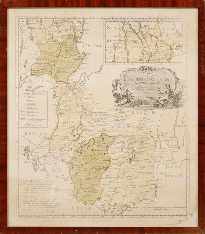 A 19th century map, partly colored.