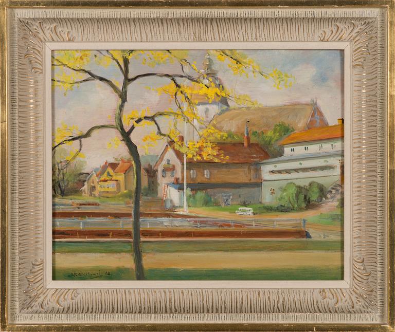 John Rafael Ekelund, öljy levylle, signeerattu ja päivätty -44.