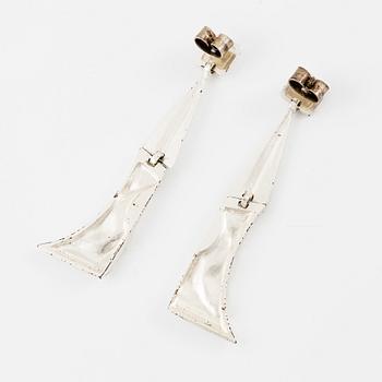 Björn Weckström, a pair of earrings "Silver Facets" for Lapponia, Finland 1987.