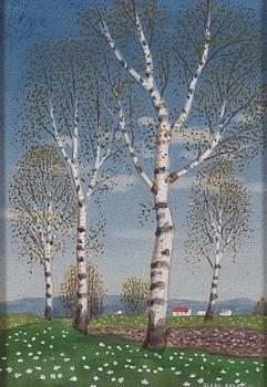 Oskar Bergman, Spring landscape with birches.