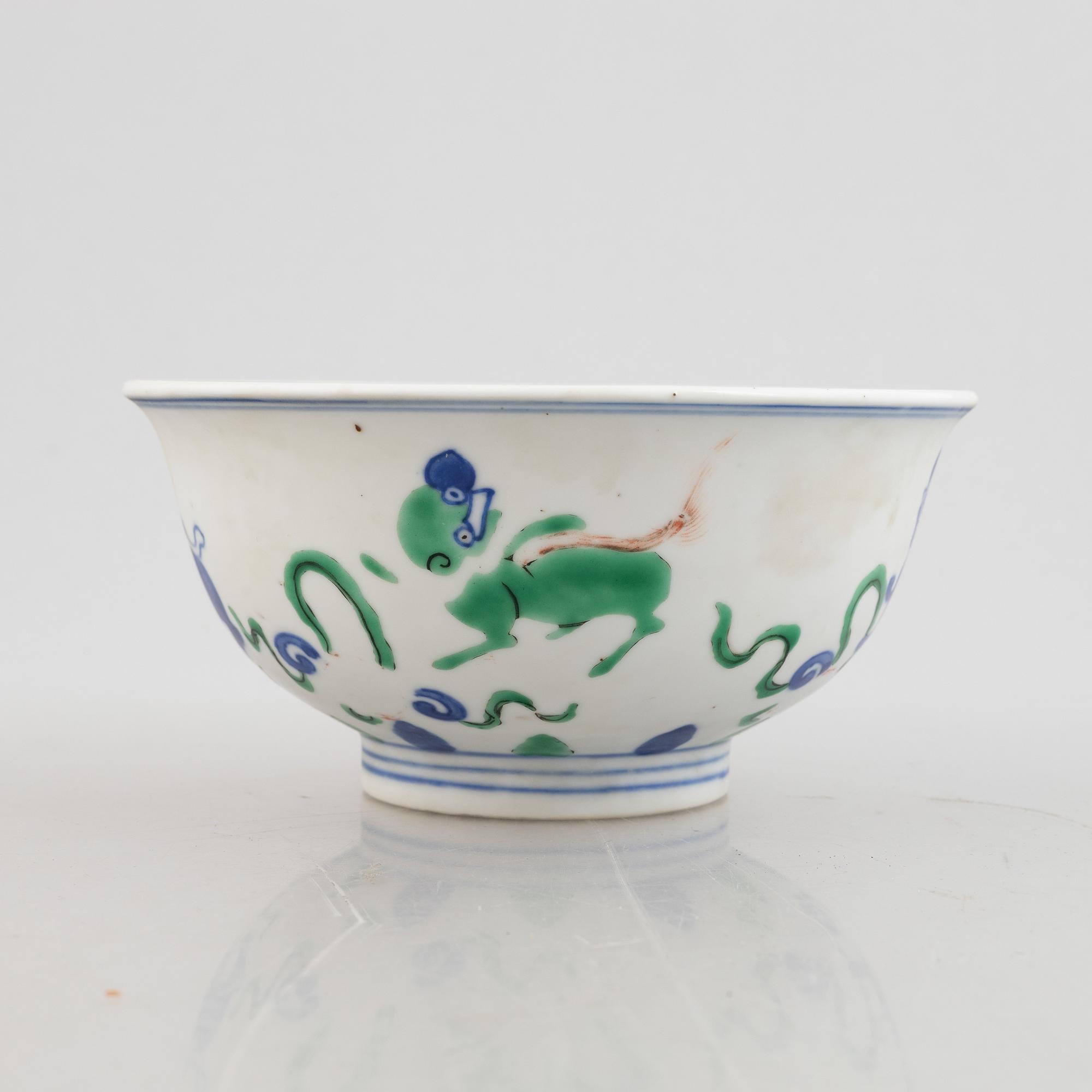 A Chinese Wucai porcelain bowl, 17th century.