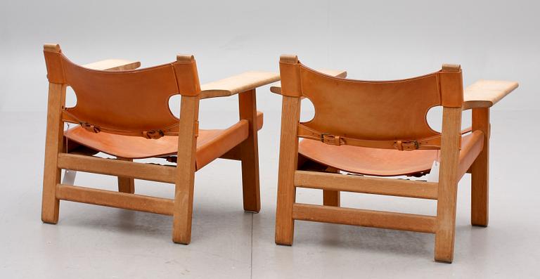 FÅTÖLJER, ett par, "Spanska stolen", Börge Mogensen, Fredericia Stolefabrik, Danmark. Formgiven 1958.