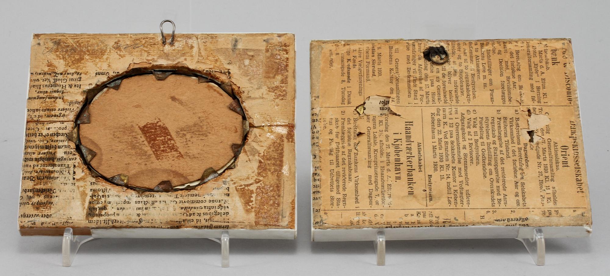 MINIATYRMÅLNINGAR, 2 st, blandteknik på ben, 1800-tal.